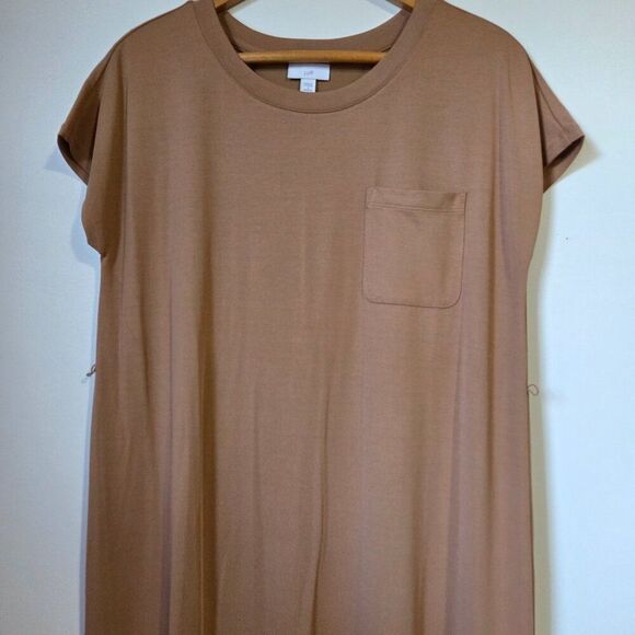 EUC LIKE NEW J JILL SUPER SOFT TAN SLIT SIDE MIDI TSHIRT DRESS SIZE SMALL - Picture 7 of 16